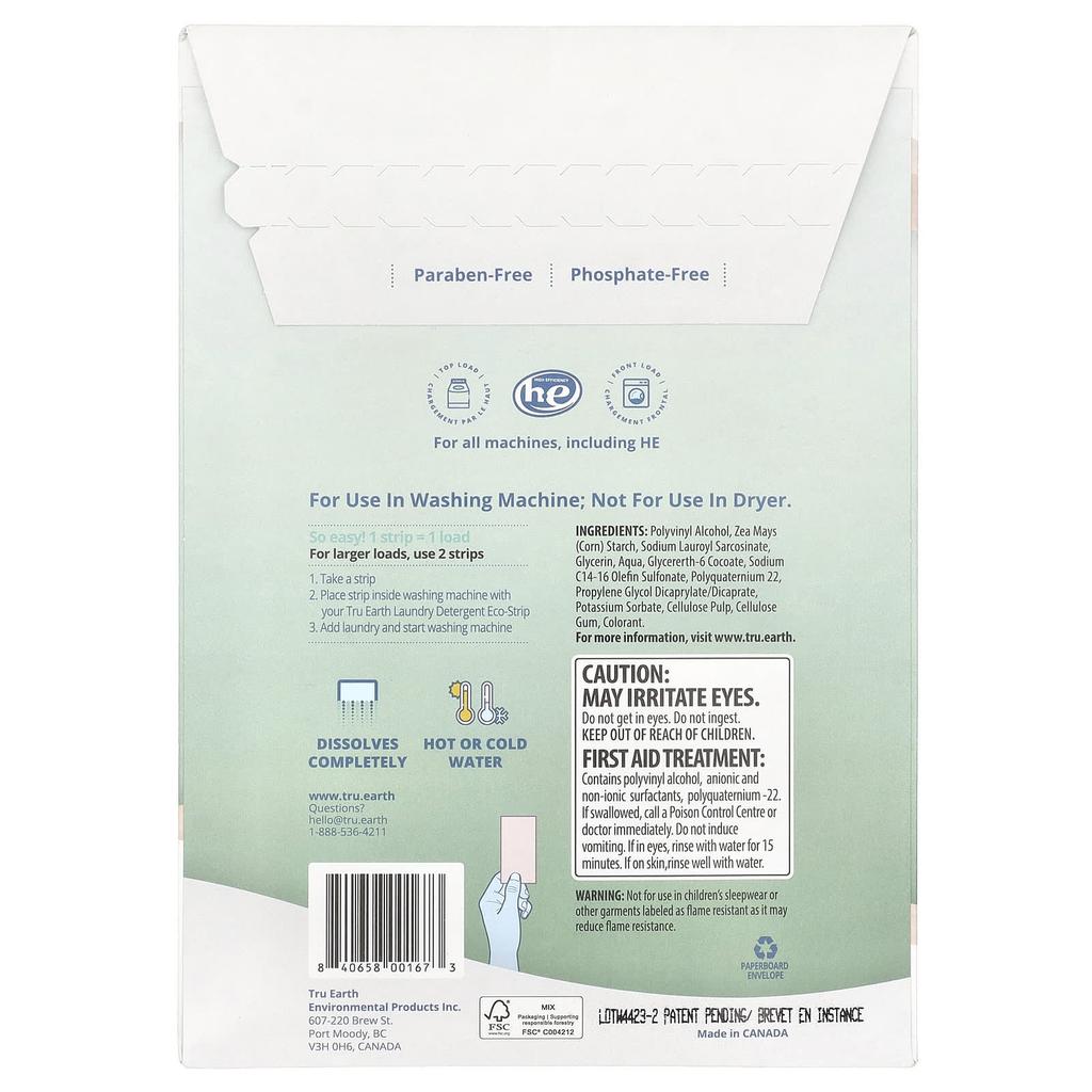 Fabric Softener + Eco-friendly Strips, Highly Concentrated, Fragrance Free, 32 Count