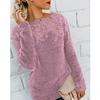 In-Stock 2025 Women's Solid Color Patchwork Lace Trim Long-Sleeved Sweater (OM8819)