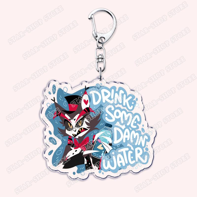 Heiß Populär Anime Cartoon Dämon Figur Schlüsselanhänger für Zubehör Tasche Angel Dust Schlüsselanhänger Ring Schlüsselring Schmuck Fans Freunde Geschenke