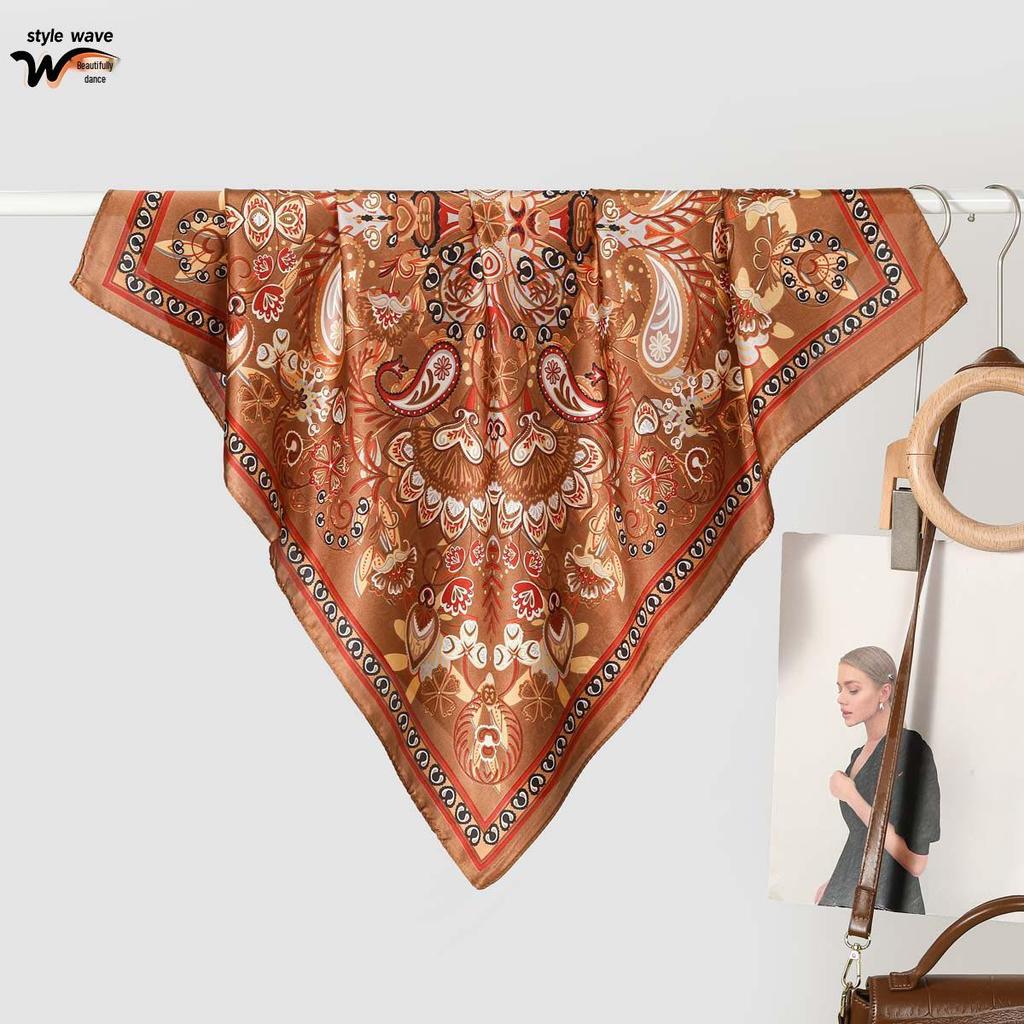 70CM Versatile Cashew Pattern Silk-Style Square Scarf: Multi-Functional Accessory for All Seasons