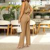 Women's  Color Fashion Sexy Back Beltless Sleeveless Wide Leg Set