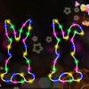 2Pcs LED Easter Hanging Fairy Lights with Suction Cup Cute Bunny Window Light Battery Operated for Festive Atmosphere Decoration