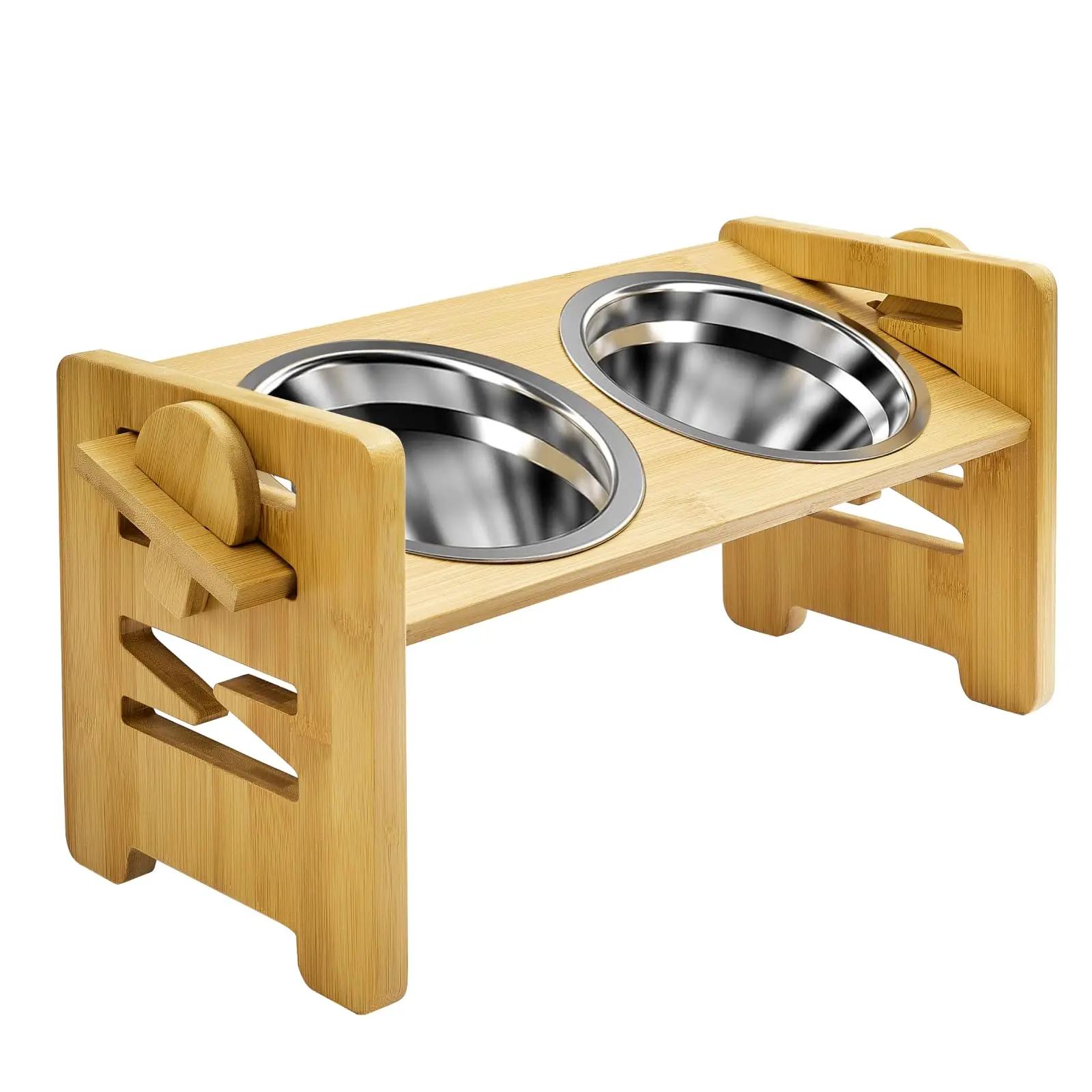 

Elevated Dog Bowls-Adjustable Raised Dog Bowls with Stand for Small Size Dogs and Cats Feeder with 2 Stainless Steel Bowls