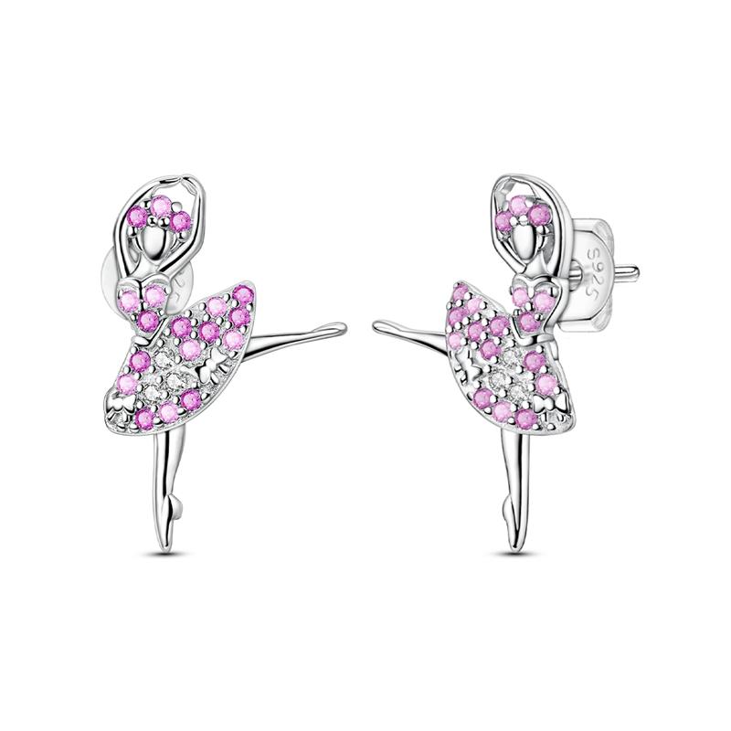 Fashion Spring Series Earrings For Women 925 Silver Color Butterfly Dragonfly Flower Heart Shaped Ear Studs Fine Jewelry Couple