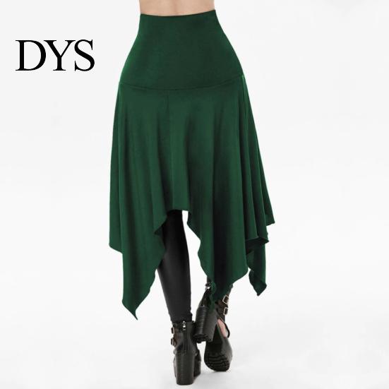 Breathable Ladies Skirt Hollaween Costume Steampunk Style Gothic Cosplay Irregular High Adjustable Waist Long Lace Up Patchwork Solid Color