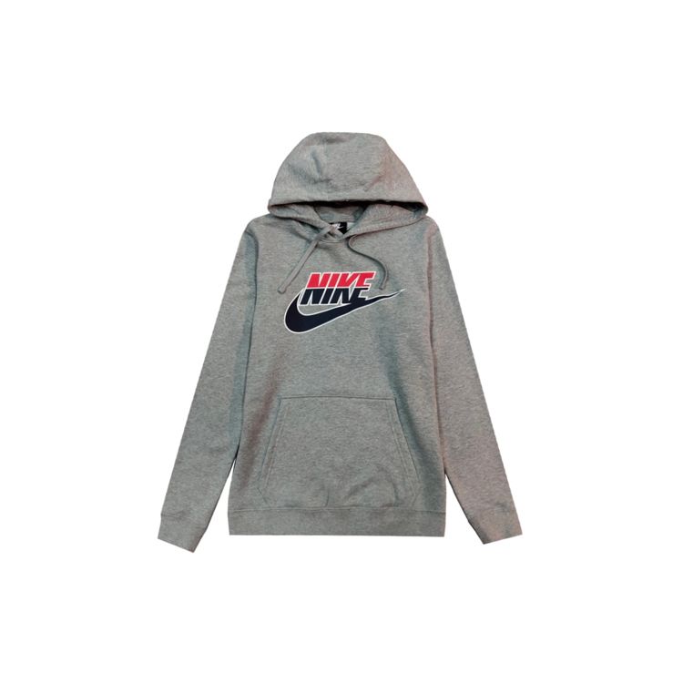 Nike Casual Sport Printed Letter Logo Pullover Hoodie Men Tops Gray CJ9449-063