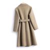 Women's Extra Long Wool Overcoat - Lace-up, Double-faced, Slim Fit, Over-the-Knee, Autumn & Winter Temperament
