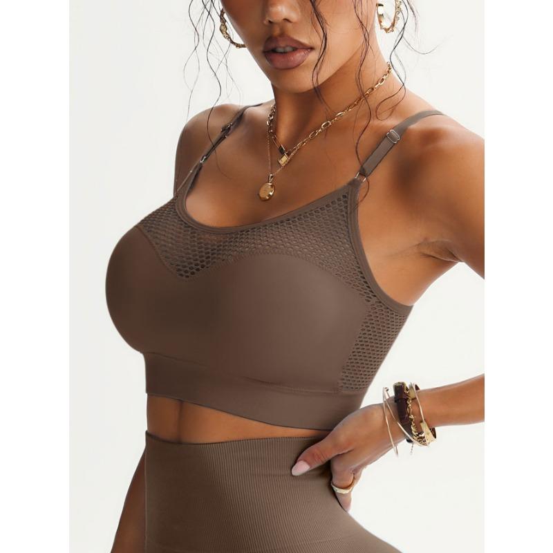 Women's 5 PCS Mesh Patchwork Sports Bra Strappy Cross Back Yoga Bralette