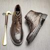 Autumn and winter velvet medium leather Martin boots flow boots blue British casual leather boots men