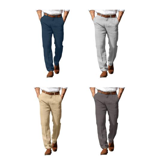 Pantalon Homme Taille Moyenne Fermeture Bouton et Fermeture Éclair Pantalon Décontracté avec Poches Couleur Unie Jambe Droite Pantalon Long Voyage Travail Usage Quotidien