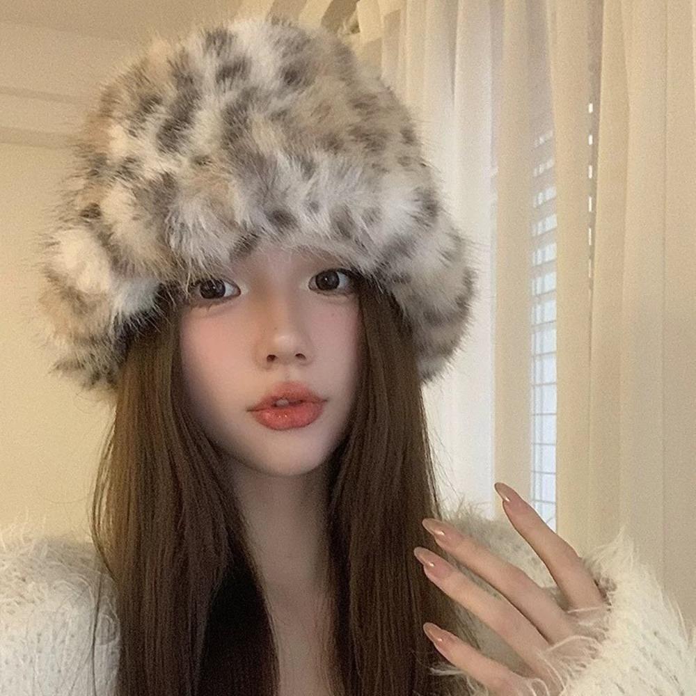 Thicken Panama Cap Windproof Plush Fisherman Hat New Fluffy Fur Bucket Hat  Women