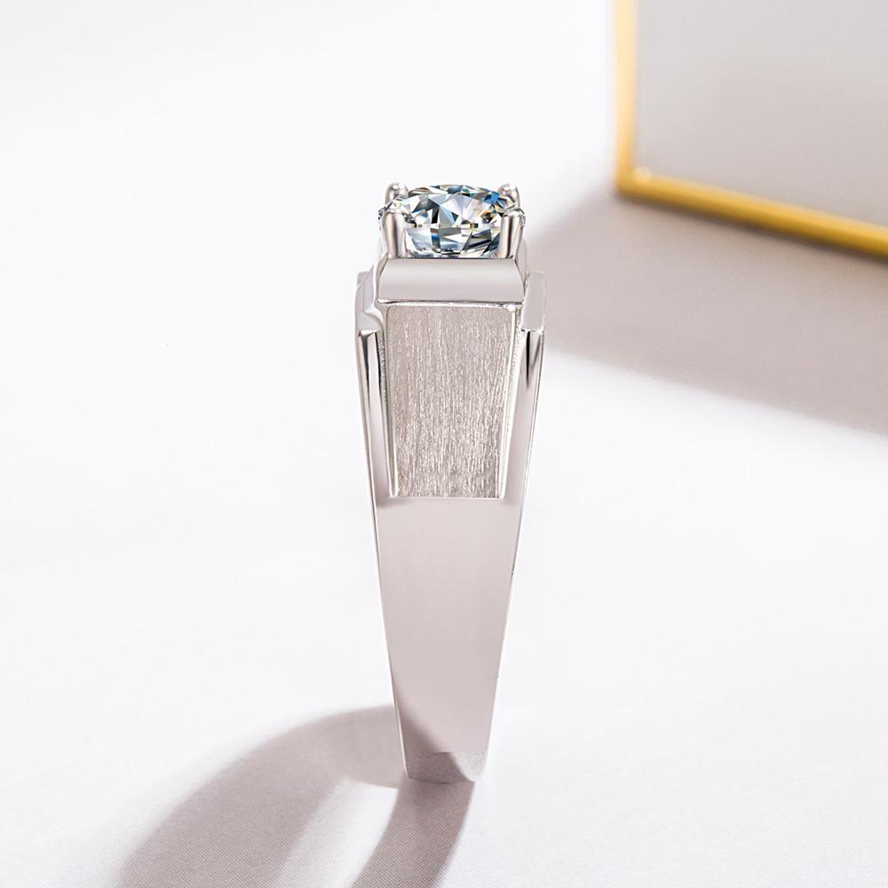 Ring für Männer und Frauen eingelegt mit 5A Zirkon Einzelring galvanisiert dickes Rhodiumgold Partnerring Schmuck