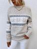 Women's Autumn/Winter Snowflake Pullover Sweater with Semi-High Neck