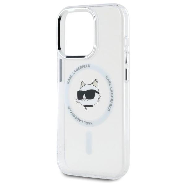 Karl Lagerfeld Klhmp15Lhlschh Iphone 15  Pro 6.1 Biały/White Hardcase Iml Metal Choupette Head Magsafe