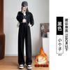 Black Sweatpants for Girls In Junior High School, New Autumn Wide-leg Pants, Loose High-waisted and Thin Casual Banana Sweatpants