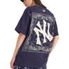 MLB Cashew Flower T Shirts Unisex Navy Blue Crew Neck Moderate 3ATS52023-50NYD
