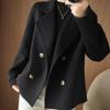 Plus Size Wool Blend Cardigan Coat - Loose Fit, Short Suit Collar, Autumn/Winter Fashion