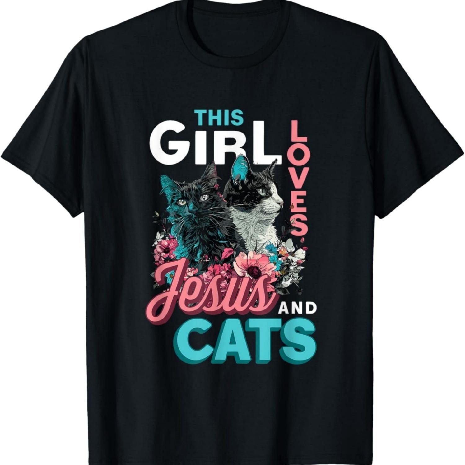 Jesus Christ Believer Cat Lover Faith Christian Jesus & Cats T-Shirt XXXXXL разноцветный