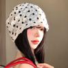 Polka Dot Lace Slouchy Hat for Women Spring Summer Thin Breathable Korean Style Face Slimming Turban Large Head Circumference Versatile Cap