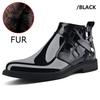 Fashion Winter Plush Ankle Boot Business Mirror Leather Chelsea Men's Boots Genuine Leather Wedding High Top Leather Shoes Cowboy Boots