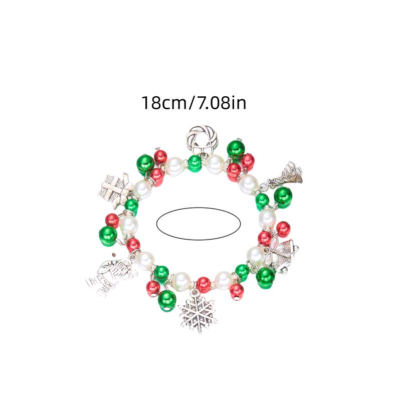 Christmas Colorful Beads Multi Element Pendant Bracelets For Women Santa Claus Snowflake Tree Bracelet Party Jewelry