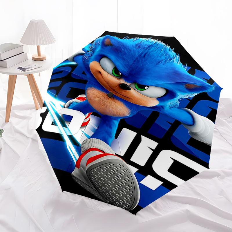 

1pc Sonic the Hedgehog Automatic Opening/Closing Umbrella - Portable 3-Fold Design, 8-Bone Frame Outdoor Umbrella - Ideal Gift for Fans, Travelers, Da