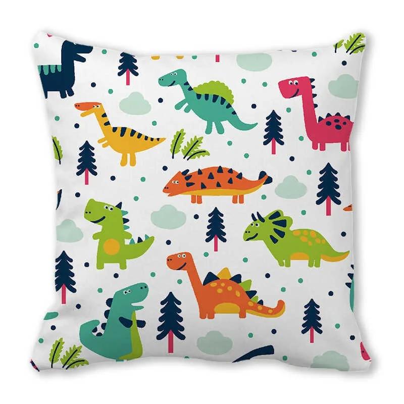 Office Sofa Car Cushion Cover Luxury Home Decoration Pillow Cover Cute Cartoon Little Dinosaur Animal Pattern