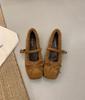 Internet Celebrity French Bow Warm Flat Bottom Fluffy Shoes Women Wear 2025 New Velvet Mary Jane Cotton Shoes