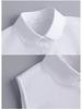 Women's Sleeveless White Shirt with Hooded Sweater Vest and Removable Fake Collar