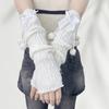 New Year Christmas Gift Red Knitted Arm Sleeves Girls Warm Sweet Fingerless Gloves