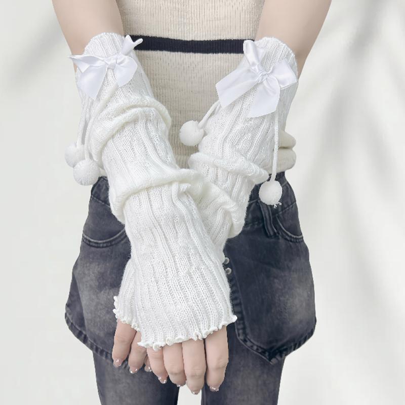 New Year Christmas Gift Red Knitted Arm Sleeves Girls Warm Sweet Fingerless Gloves