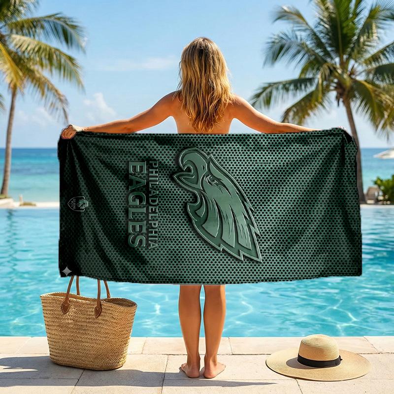 Philadelphia Eagles Fashion Beach Towel Portable Soft Quick Dry Towel For Swimming Camping Holiday Use