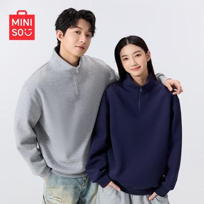 MINISO Men's Couple Half-Zip Stand-Up Collar Sweatshirt