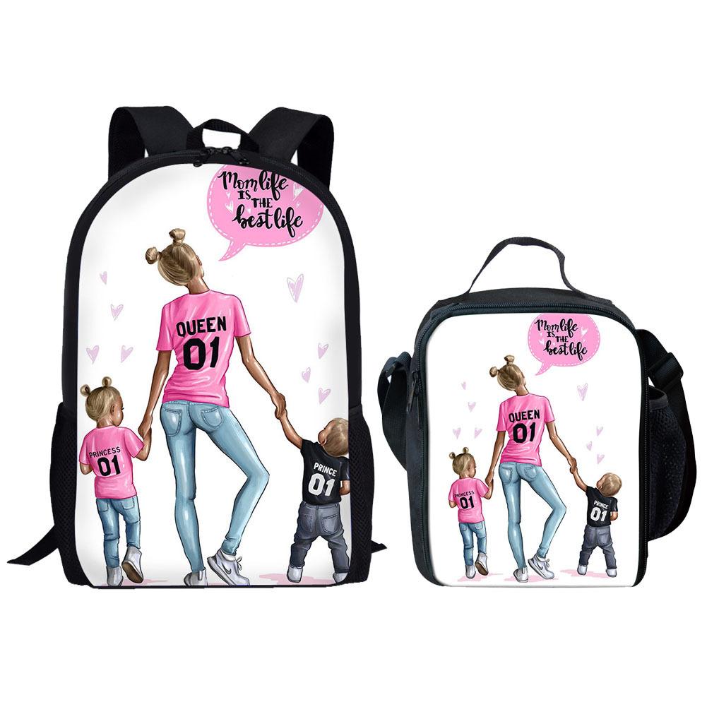 Classique Original Cool Mignon Filles Africaines Impression 3D 3 pièces/Ensemble élève Sacs d'école Sac à dos pour ordinateur portable Sac à dos Sac à lunch Trousse