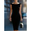 2026 Elegant Sleeveless Wrap-Fit Midi Dress With Off-Shoulder Neckline Women