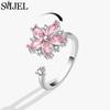 SMJEL Fidget Spinner Ring Anxiety for Women Crystal Demon Eyes Anti Stress Rings Flower Planet Sun Rotating Jewelry Wedding Gift