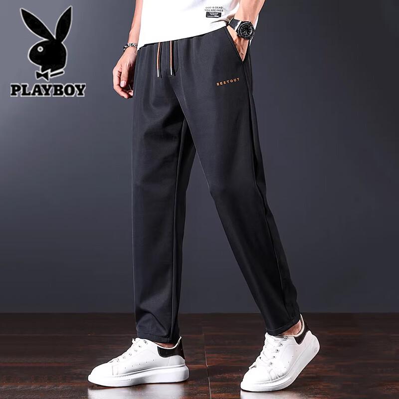 Playboy Men's Ice Silk Summer Loose Straight Casual Pants