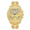 Hip Hop Iced Out Watch for Men Full Diamond Chronograph Quartz Wristwatch Stainless Steel Waterproof Luminous Tonneau Wristwatch