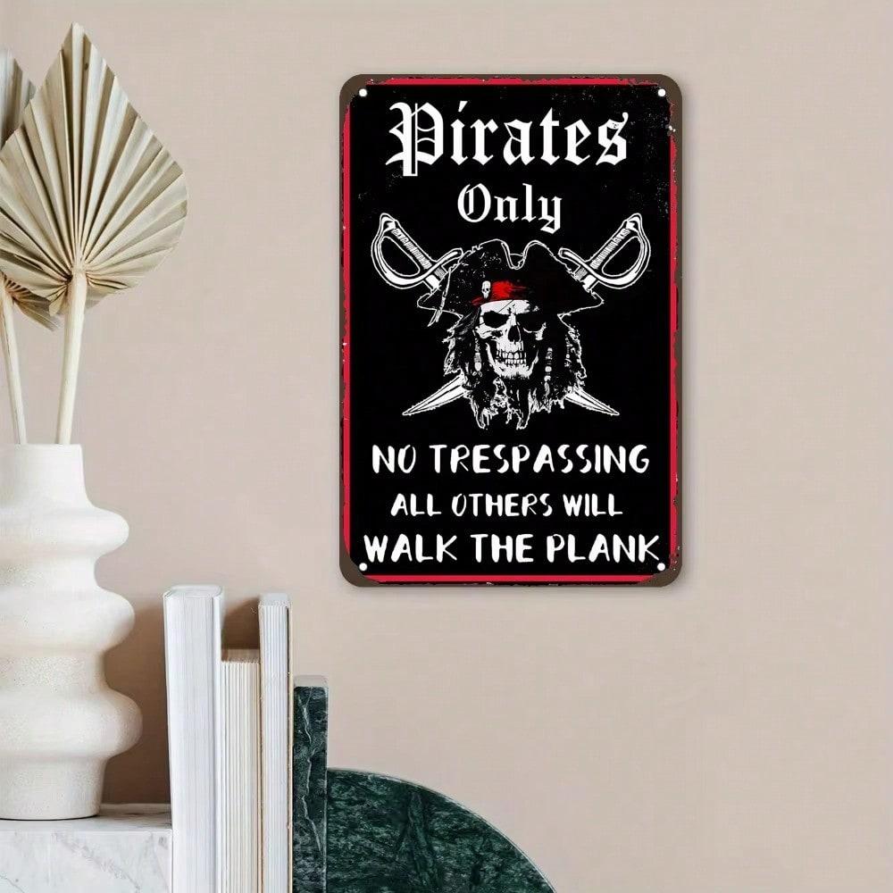 Iron Pirate Skull Metal Sign Bar Pub Wall Decor Weatherproof Plaque