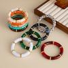 KunJoe 10 Colors Vintage Stackable Leopard Resin Acrylic Bracelets for Women Bohemian Round Tube Beaded Elastic Bangle Bracelet