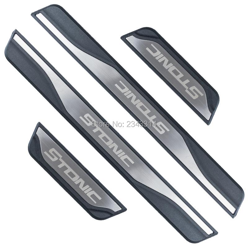 For Kia Stonic Accessory 2017- 2024 Stainless Car Door Sill Scuff Plate Protectors Trim Guard Kick Pedal Cover Styling