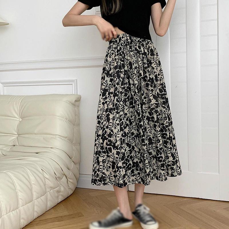 

Женская шифоновая юбка-миди с высокой талией и цветочным принтом для отдыха