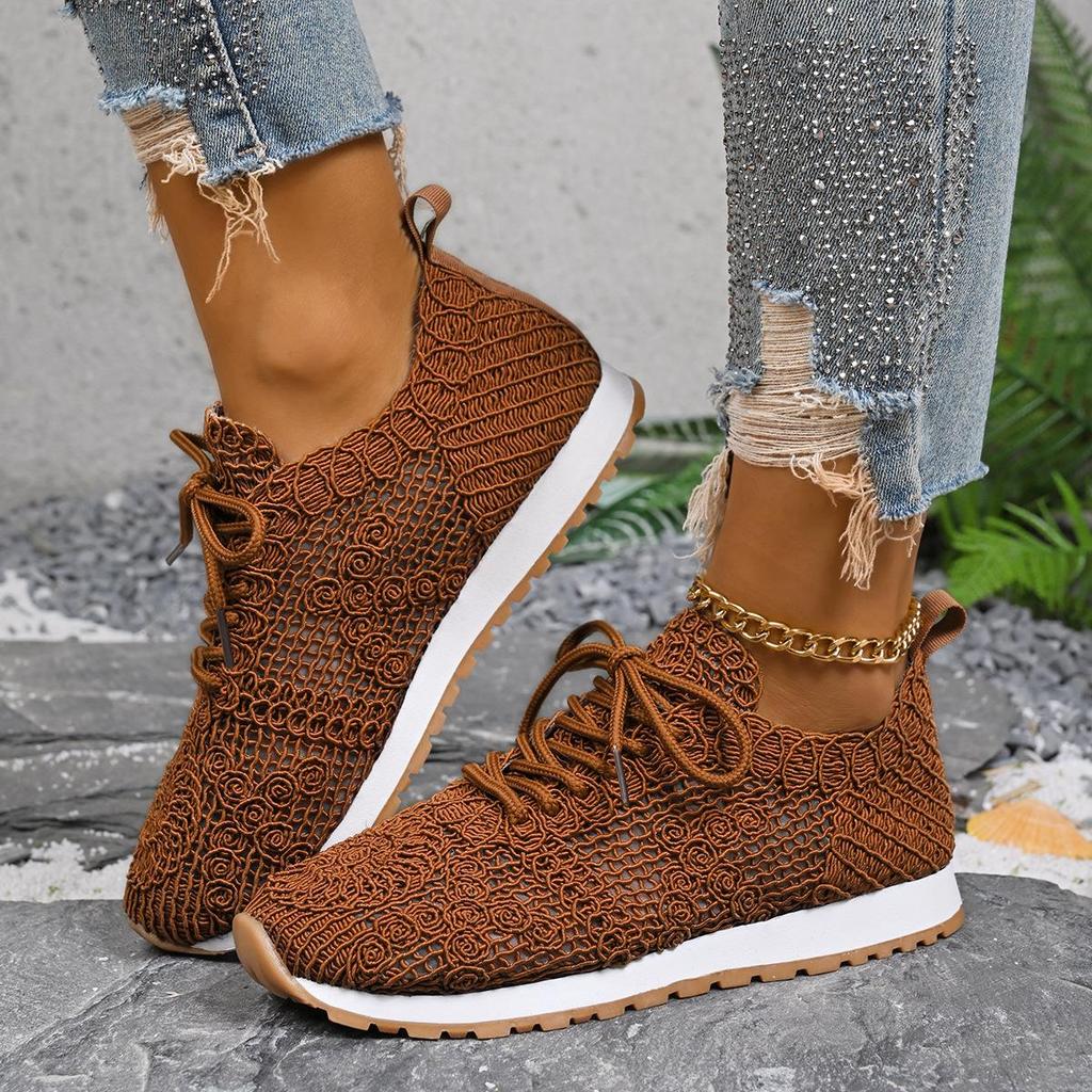 2026 Spring New Solid Color Mesh Sports and Leisure Women's Shoes Round Headed Straw Shoes Fisherman Lace Canvas