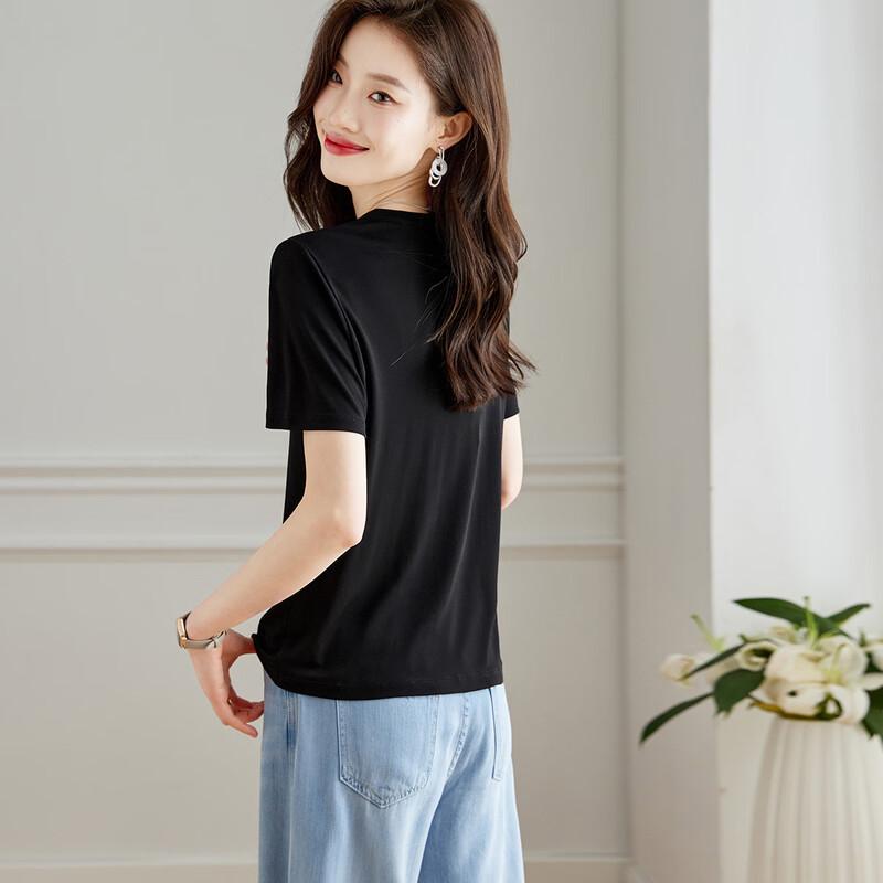 Women's 100% Mulberry Silk Short Sleeve T-shirt