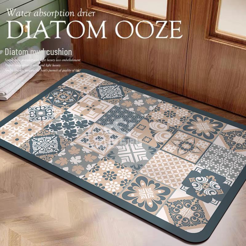 

Коврик для ванной с диатомовой грязью в американском стиле - быстросохнущий, нескользящий, впитывающий воду коврик для пола или входа 80*120CM