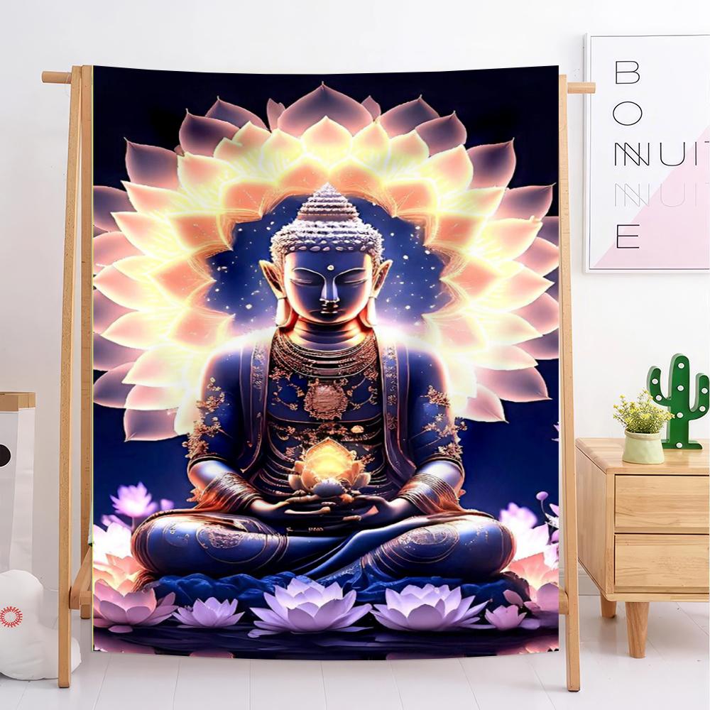 

130x150cm Buddha Sakyamuni Buddhism Faith Religion Soft Plush Blanket,Flannel Blanket Throw Blanket for Living Room Bedroom Bed 75x90cm красный