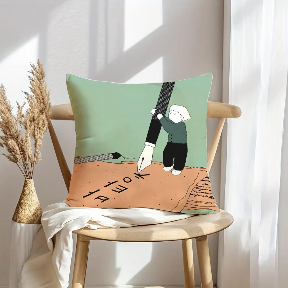 Katzenillustrationen Kissenbezug Weicher Plüsch Überwurf Kissenbezug Beidseitiger Dekorativer Kissenbezug Sofa Schlafzimmer Heimdekoration