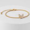 Gold Color Butterfly Zircon Charm Bracelet for Women Copper Vintage Elegant Jewelry