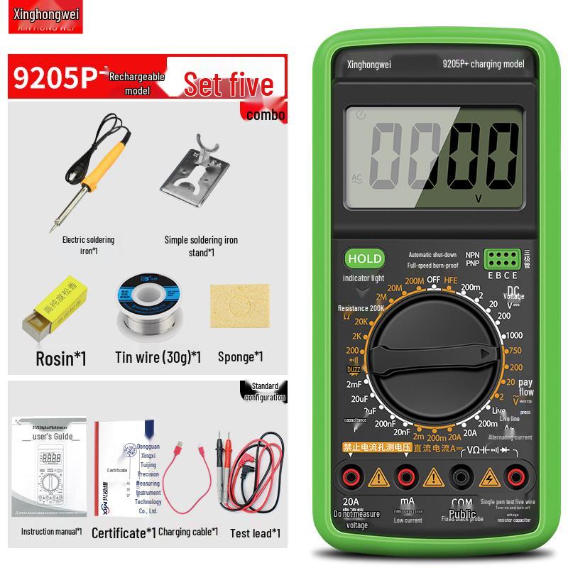 High-Precision DT9205 Digital Multimeter with Anti-Burn Protection for Electricians