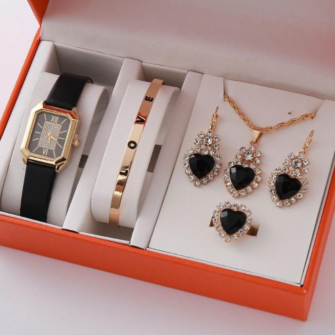 New Square Roman Watch Gem Bracelet Set Square Belt Watch Square Gem Bracelet Set